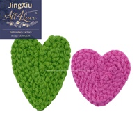 Patch Cœur au Crochet Fait Main, Applique Tricotée à la Main pour Chaussures et Décoration de Vêtements pour Enfants DIY