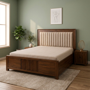 Wooden <b>Storage</b> <b>Bed</b> Upholstered Headboard Platform <b>Bed</b> Frame Modern Bedroom Furniture - Product Image 1