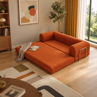 Canapé-lit sectionnel pliable design moderne et coloré, mobilier de salon extensible avec revêtement en velours, ensemble sous vide