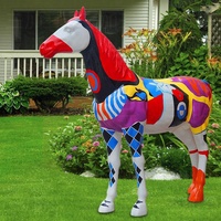 Statue de cheval en résine grandeur nature personnalisée pour extérieur, sculpture d'artisanat de jardin en résine, grande statue animale en fibre de verre et plastique