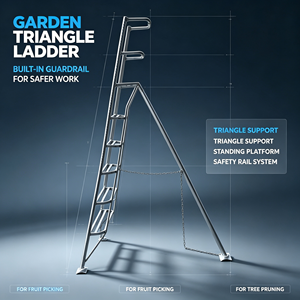 EN131 Certified Aluminum <strong>Tripod</strong> Orchard <strong>Ladder</strong> Stable 3-Legged Gardening <strong>Ladder</strong> for Fruit Picking &amp; Pruning - Product Image 5