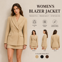 Ensemble tailleur deux pièces pour femme : Blazer croisé à revers pointus et mini-jupe, coupe ajustée à la taille, idéal pour le bureau et les occasions formelles