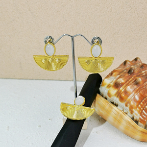 Egitto stile nobile orecchini alla moda set di gioielli Color oro a forma di ventaglio in metallo con perline in resina accessori per feste - Product Image 3