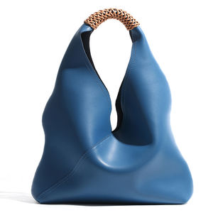 Sac fourre-tout de luxe en cuir véritable pour femme, grande capacité, couleur unie, sac à main sous le bras avec fermeture ouverte - Product Image 1