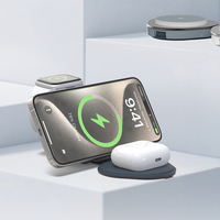 Cargador inalámbrico rápido 3 en 1 de 15W para Android/iWatch/AirPods/iPhone, cargador inalámbrico magnético de escritorio tipo C de 20W