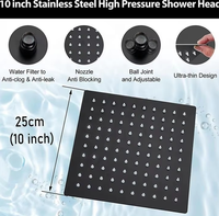 Kit de finition de robinet de douche à effet pluie noir mat à 2 poignées pour la série Modern 14, 10 pouces, 342701-BL