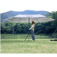 Parasol de plage pliable en fibre de verre, fonctionnement semi-automatique hydraulique, placage argenté pour protection solaire extérieure, construction rapide