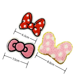 Butterfly Logo Glitter Chenille bordir handuk <span class=keywords><strong>Patch</strong></span> indah bentuk hati topi Cowgirl Trucker murah besi kuningan grosir - Product Image 4