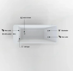 Baignoire carrée en acrylique écologique avec système de contrôle GECKO et valve de vidange pour le soulagement musculaire et la récupération sportive - Product Image 5
