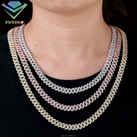 Cadena Cubana de Plata 925 con Baño de Oro de 18k y Moissanita VVS de 2 Filas, Ancho de 8mm-12mm, 100% Probada, para Joyería de Rapero Hip Hop