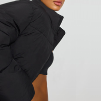 Doudoune matelassée coupe courte à capuche avec logo personnalisé, coupe-vent, pour femme, style streetwear décontracté, hiver
