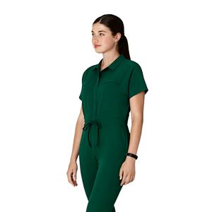 Mono de una pieza con detección de aguja ecológica con logotipo personalizado para mujer, conjuntos de uniformes elásticos, uniformes de hospital de tela Jersey - Product Image 1
