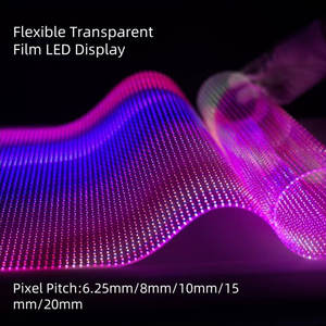 Kaca Film LED kristal P6 P8 berperekat lembut fleksibel ultratipis untuk tampilan tanda Digital tampilan LED jendela - Product Image 4