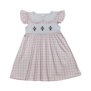 Pantalones Cortos para Niñas sin Mangas con Bordado de Cruz de Pascua, Color Rosa, Poliéster/Algodón, Boutique de Primavera, Venta al por Mayor, Alta Calidad, Nueva Llegada - Product Image 6