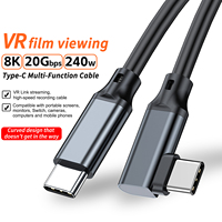 Câble VR en nylon tressé en forme de L, 20 Gbps, 8K, 240 W PD, charge rapide, type C vers type C, multifonction