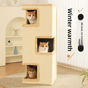 Structure d'escalade de luxe pour <span class=keywords><strong>chat</strong></span> pour petits appartements – Lit pour <span class=keywords><strong>chat</strong></span> et griffoir tout-en-un, peu encombrant, en sisal et carton pour intérieur - Product Image 1