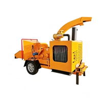 Broyeur de branches d'arbres à roues diesel homologué CE, équipement de broyage de déchets de bois à haute efficacité pour les entreprises d'aménagement paysager