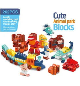 Venta al por mayor lego remolque-Bloques de construcción Diy de gran tamaño para niños, modelos de tren de animales, figuras compatibles con LEGO, de 262 a 301 Uds.