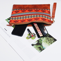 Dompet Kulit PU Kanvas Tribal Elang Wanita 100 Buah yang Dapat Disesuaikan, Dompet Tradisional Oranye Aztec, Gelang Peradaban Maya