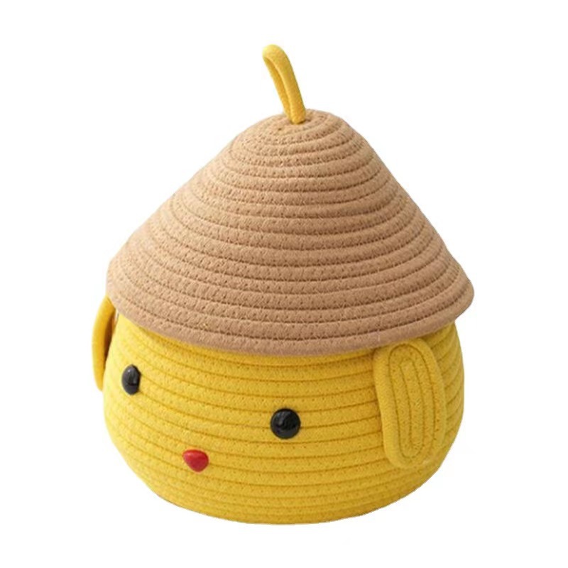 Коробка для хранения снэков, плетеная хлопковая шнуровка с мультяшным рисунком, для дома, гостиной, рабочего стола, прикроватный бокс для хранения ключей