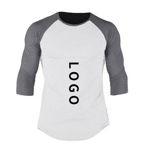 Acogedora Camiseta de manga larga de gimnasio para hombre, logotipo personalizado impreso, algodón transpirable, cuello redondo, diseño de Fitness informal, temporada de verano - Product Image 2