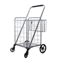 Carrito de Compras Plegable Portátil para el Hogar, de Gran Capacidad, de Acero, con Cuatro Ruedas, OEM, para Adultos Mayores, para Compras, Verduras y Clasificación de Mercancías