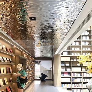 LL27 High Quality 201 Stainless Steel Water Ripple <b>Sheet</b> 8K <b>Mirror</b> Polished Decorative Ripple Ceiling Panel for Villa Decoration - Product Image 4