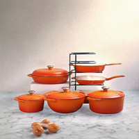 Set Panci Masak Enamel Besi Cor Anti Lengket Pra-Bumbui Khusus, Casserole Lapisan Enamel, Peralatan Masak Dapur, Dutch Oven