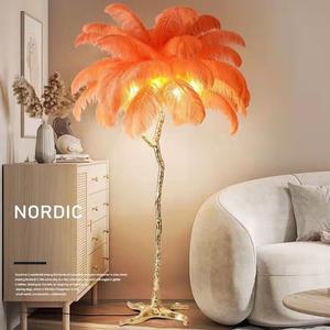 Wholesale Promotional <b>Small</b> LED Floor Lamp High Lumen Postmodern Design for Bedroom Living Room Minimalist Iron Wood Red Popular - Product Image 6