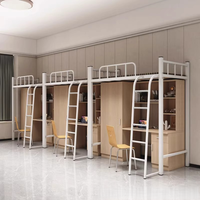 Lit superposé moderne à usage commercial avec bureau intégré, idéal pour dortoirs d'étudiants, lits d'école, appartements, avec étagère intégrée