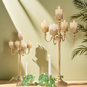 Chandelier en métal doré européen sur pied, décoration de mariage personnalisée, ornement de luxe pour bureau, chambre et <span class=keywords><strong>maison</strong></span> - Product Image 1