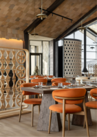 Projet de rénovation de restaurant, mobilier de café, chaise en velours avec mobilier de cafétéria, table et chaise de restaurant