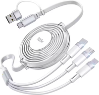 Logo 3 en 1 Câble USB rétractable personnalisé Câble USB rétractable 3 en 1 Câble USB rétractable 5 en 1 Chargeur rapide de voiture Câbles rétractables de type c pour voiture