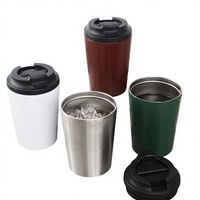 Mug à café isotherme mini 12oz en acier inoxydable 304, portable, élégant, avec conception à boire directement et sangle de transport