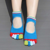 Calze Antiscivolo in Cotone con Grip, Mezze Dita, Traspiranti, Ecologiche, Arcobaleno, per Danza e Pilates - Offerta Speciale