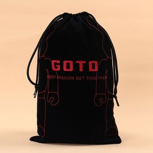 ZEHUI Factory Supply <b>Black</b> Velvet Flocking Storage Shopping Bag <b>Cloth</b> Bag Double Drawstring Full-printed Logo Wholesale Bulk OEM - Product Image 3