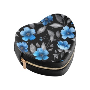 Hot Selling Custom Logo Print Velvet PU Leather Travel Accessory Jewellery <b>Small</b> <b>Storage</b> Organizer Black Heart-shape Jewelry <b>Box</b> - Product Image 2