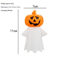 Lampe de nuit en plastique lumineuse en forme de tête de citrouille fantôme - Petite décoration de fête d'Halloween