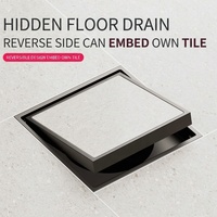 Grille de vidange carrée commerciale 4 po (100 mm) en acier inoxydable à insérer dans les carreaux, grille de douche dissimulée anti-odeur et anti-corrosion pour salle de bain et hôtel