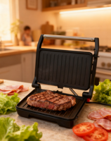 Plancha électrique portable OEM 1000W, grande surface, antiadhésive, barbecue, panini, pour la maison, steak, poulet, barbecue d'intérieur sans fumée