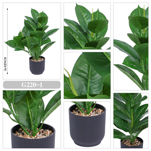 ต้นไทรจำลองแบบเหมือนจริงจาก Ruopei Wholesale ต้นยางพาราประดิษฐ์คุณภาพพรีเมียมในกระถางสีดำลายร่อง ต้นไม้ปลอมในกระถาง - Product Image 5