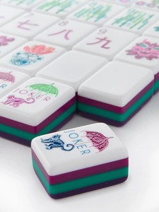 Stock 1.24*0.91*0.63 Inch Purple Portable Travel 4 Layer Engraved Acrylic Luxury 160 Set America Gemma Mahjong Entertainment - Product Image 6