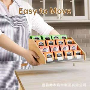 Bamboo Wood <b>Tea</b> Bag Storage Rack 3 Tier Desktop Organizer For Coffee Sugar Cosmetic Perfume Multipurpose Rectangle <b>Standing</b> Type - Product Image 4