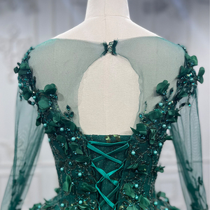9838 2023 Vestidos de Novia Verdes de Lujo con Cuello Redondo para Mujer, Vestido de Noche con Lentejuelas - Product Image 2