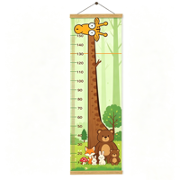 Tableau de croissance pour enfants en bois massif avec girafe de la forêt, certifié CPSC, multi-emballage, pour la décoration murale de la chambre d'enfant