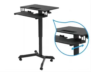 Фабричная сидячая стойка мобильный стол с регулируемой высотой двухплатформенный стоячий компьютерный стол с колесами двухъярусная рабочая станция