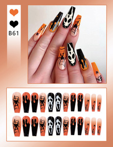 Disponible 24PCS Alta calidad <span class=keywords><strong>Halloween</strong></span> Acrílico Fantasma Calavera Calabaza Murciélago Estilo largo Prensa en las <span class=keywords><strong>uñas</strong></span> - Product Image 5