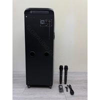AVCROWNS Speaker Portabel Dual 10 inci Bertenaga dengan Pertunjukan Cahaya RGB, Kotak Speaker Plastik untuk DJ Luar Ruangan