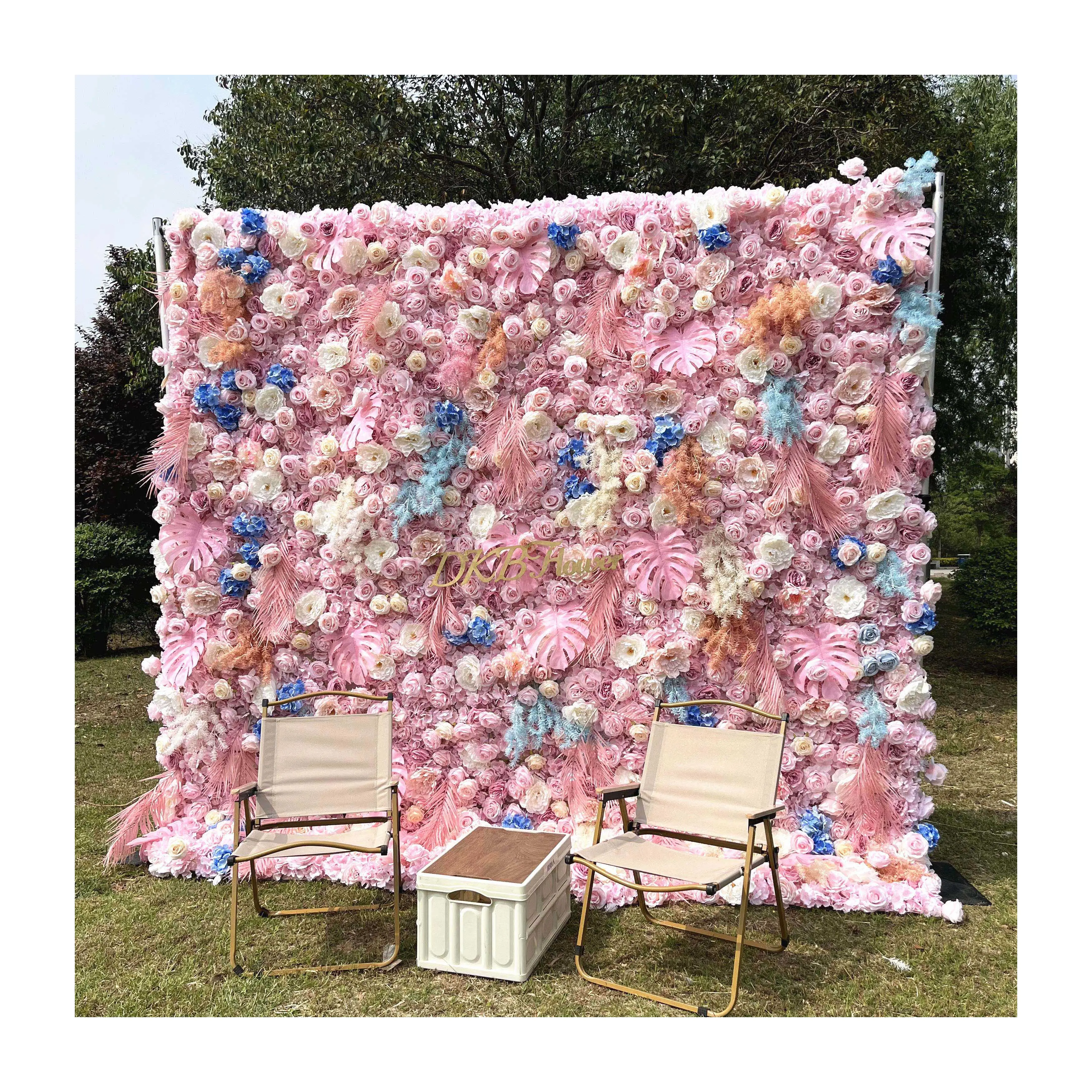 DKB 5D 3D wedding supplier event party Wedding decoration Backdrop cloth back pink Color artificial flower wall