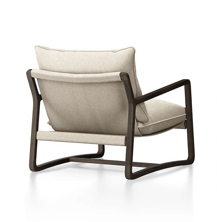 High quality home indoor furniture wood leather lounger chair hotel living room accent chair